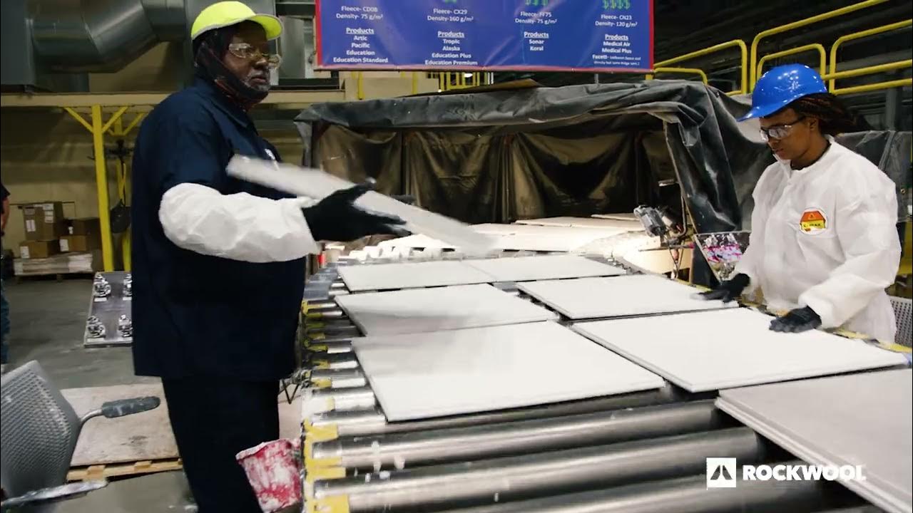 ROCKWOOL Byhalia, MS Transforming stone wool into Rockfon Ceiling