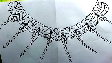 Draw neck design without tracing from an easy trick | Easy and simple design |