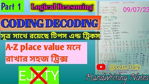 New Pattern Coding Decoding Reasoning Tricks in bengali 2023// part 1//  @LearnDaily-bn8gb //
