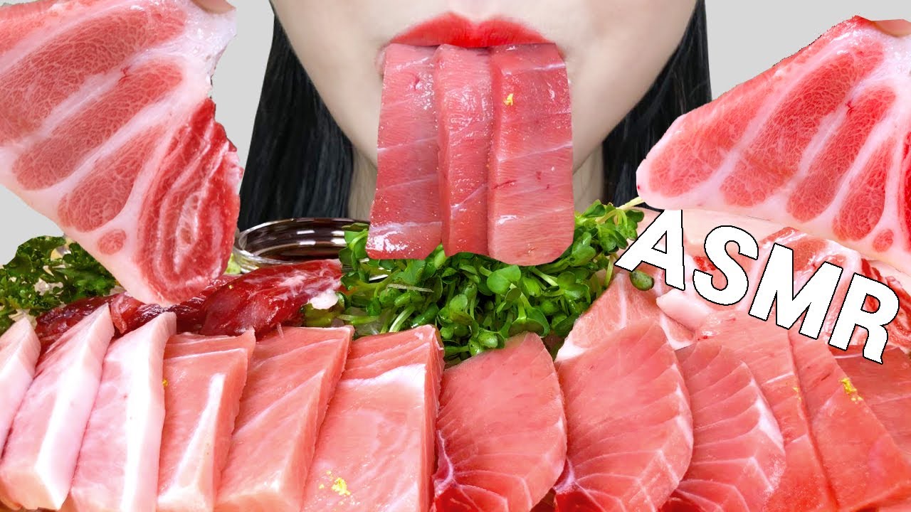 ASMR RAW TUNA 참치회 먹방 *참다랑어 뱃살, 배꼽살, 특수부위 (EATING SOUNDS) NO TALKING MUKBANG マグロの刺身 ปลาทูน่า Cá ngừ
