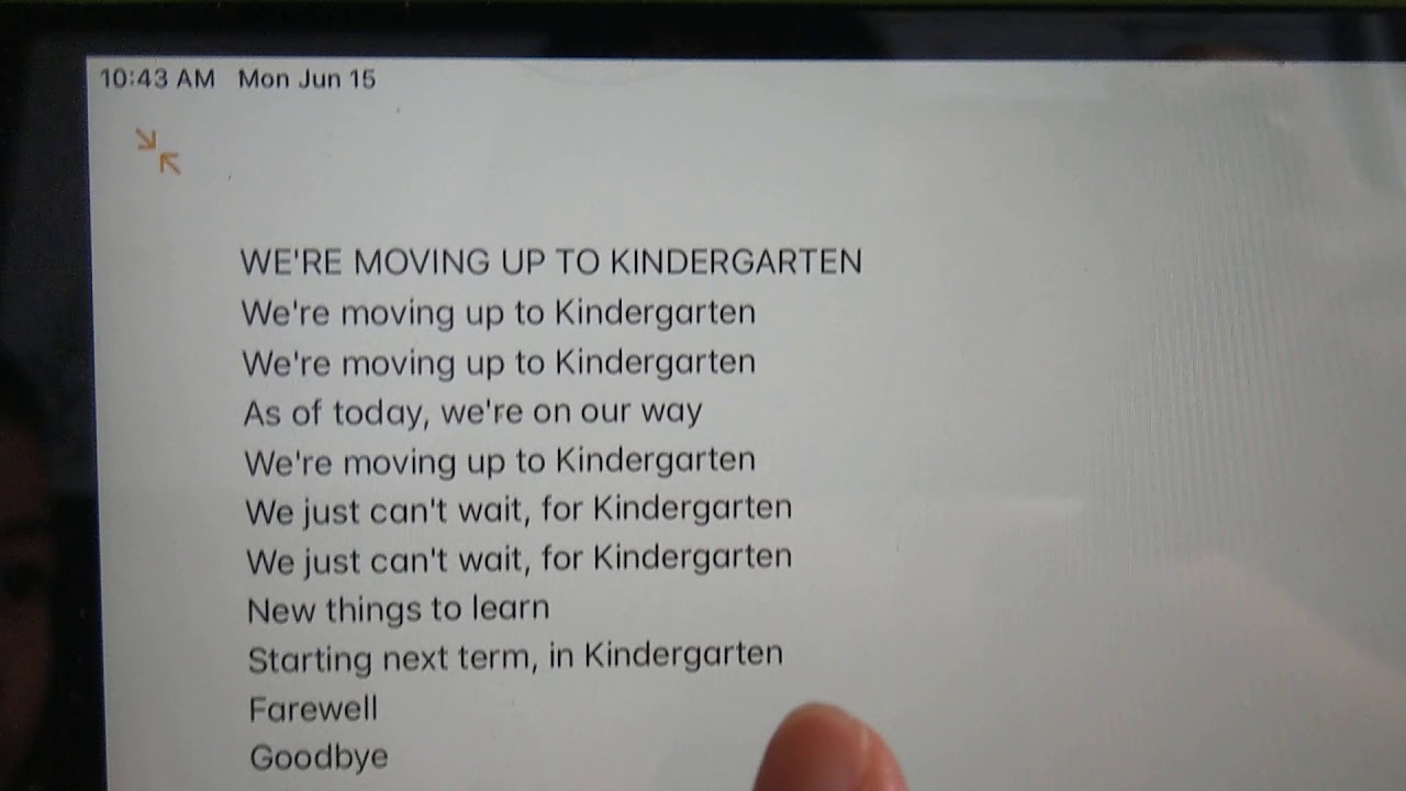 We Re Moving Up To Kindergarten Printable Lyrics Printable Word Searches