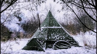 Hot Tent Winter Camping In A Snow Storm And Strong Winds by The Camping Canuck 32,597 views 1 year ago 23 minutes
