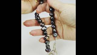 unusual pearl necklace with 3 sterling silver rings #pearlnecklace #giftsforher