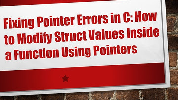 Fixing Pointer Errors in C: How to Modify Struct Values Inside a Function Using Pointers
