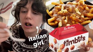 ITALIAN GIRL tries POUTINE and TIMBITS for the FIRST TIME