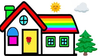 How to Draw Beautiful House || easy to learn drawing and colouring #drawing #house #coloringpages