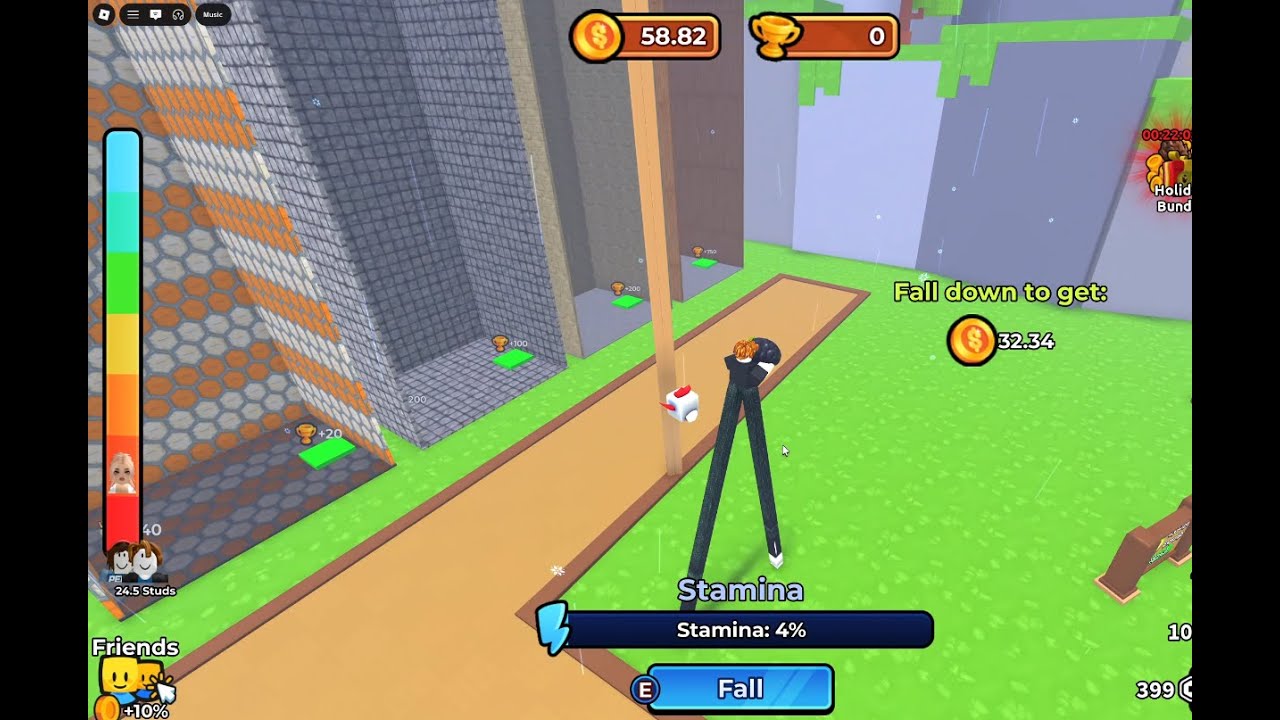 Trying out Roblox "Get Tall and Fall"