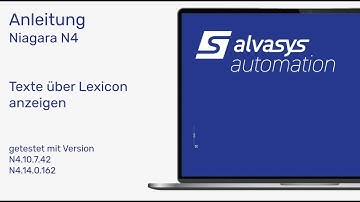alvasys automation ag Anleitung Niagara N4 Lexicon Text