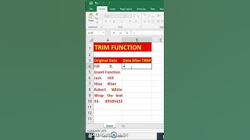 Trim Function in excel | excel tutorial | #shorts