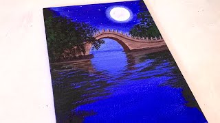 Full Moon Painting / Acrylic Painting Tutorial / Step by Step Acrylic Painting for Beginners