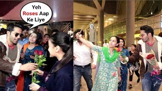 Varun Dhawan Gives Red Roses To Fans Who Greet Him At Airport With Selfies