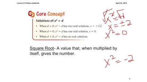 Lesson 9.3 Solving Quadratics using square roots