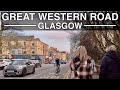 Walking Along Great Western Road, Glasgow, Scotland | 4K, Binaural Audio - March 2021