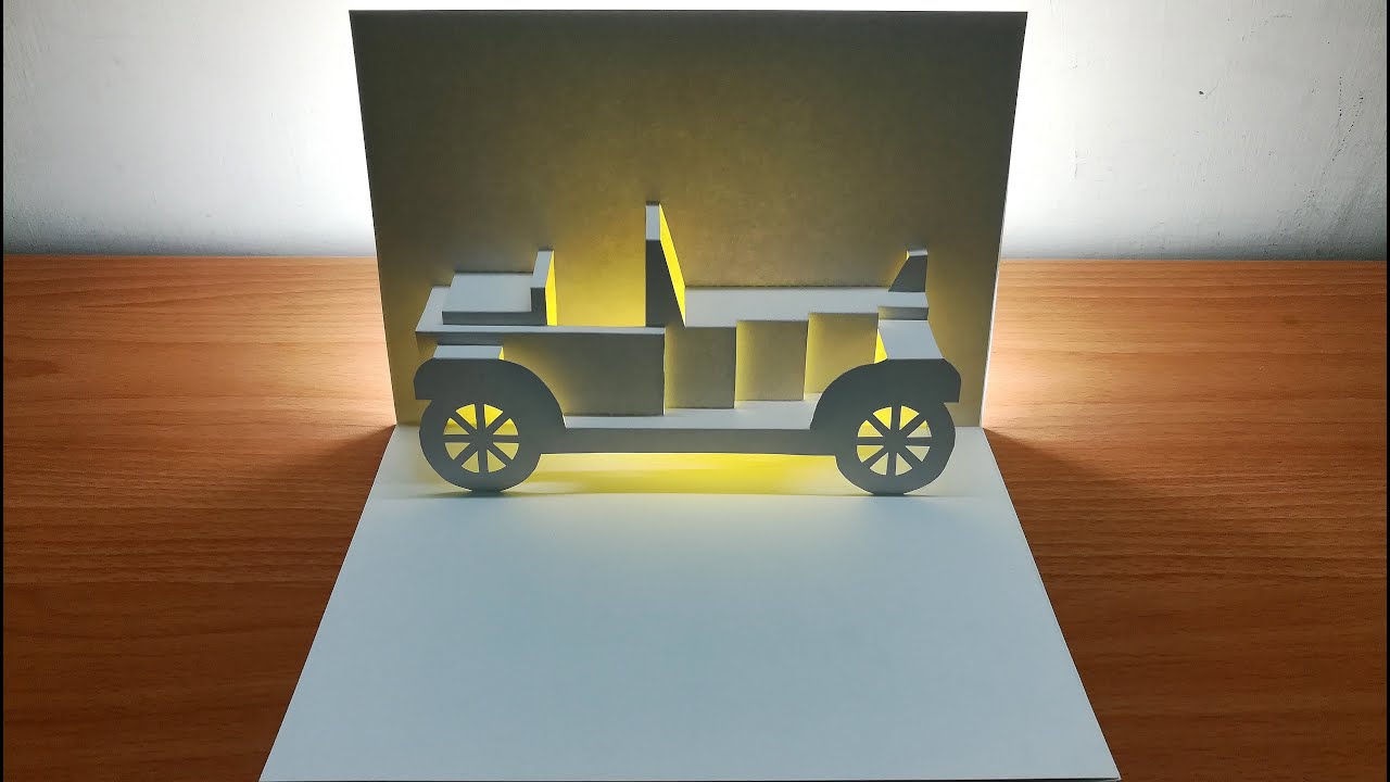 Details about   Origami Pop Cards Silver Grey Classic Vintage Car 3D Pop Up Greeting Birthday