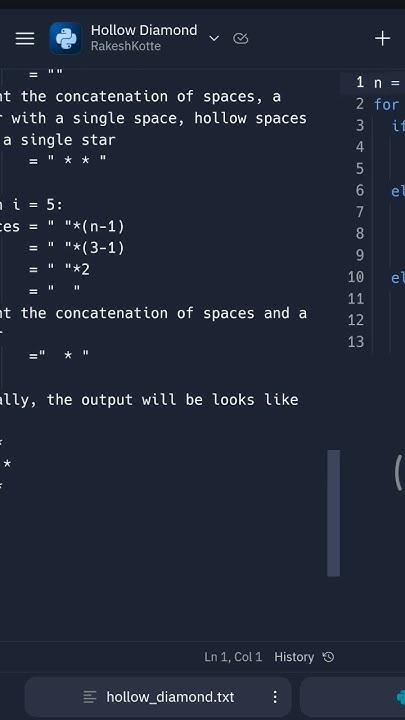 Print hollow * diamond pattern in python | #python #programming # ...