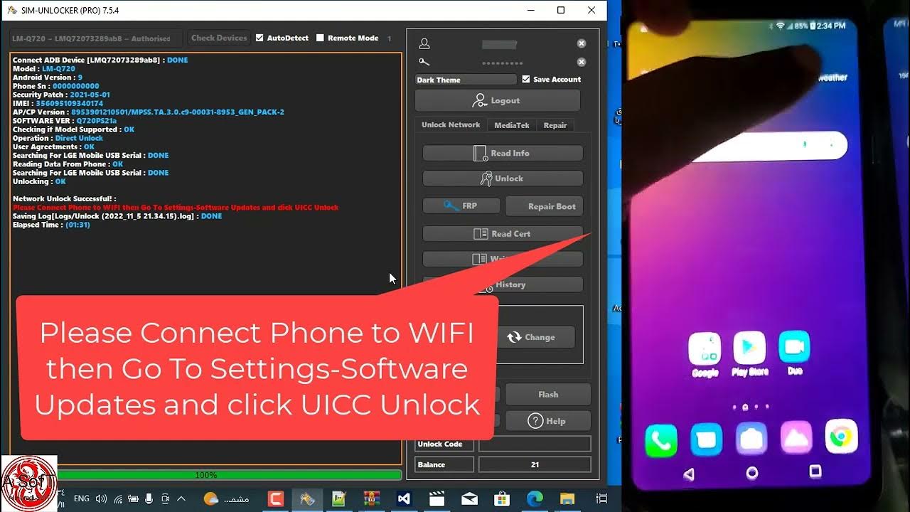 Unlock Sim LG Stylo 5 LM Q720P Sprint Boost Simunlocker pro . Special