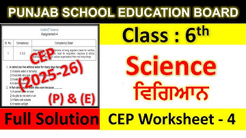 Class 6th Science Assignment 4 fully solved । 6th class cep practice sheet 4