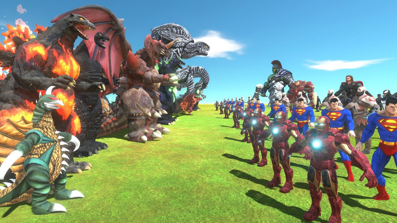 Giant Monster War   Kaiju Team VS Superhero Team   Animal Revolt Battle Simulator