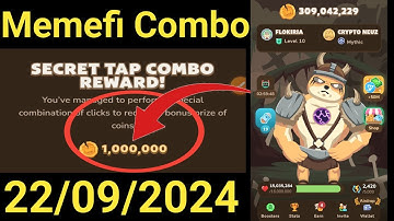 Memefi Daily Secret Combo | Memefi Secret Combo 22 Sept 2024 | Memefi Secret Tap Combo Reward