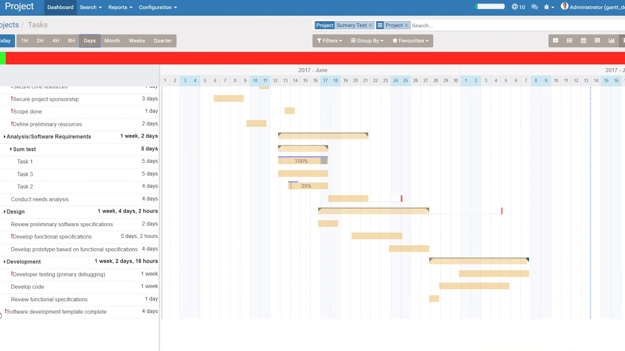 Odoo 9 Gantt Chart