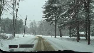 Driving in snowy Maine, USA