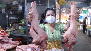 Market show, Buy ingredient to make crispy pig leg / Pig leg cooking