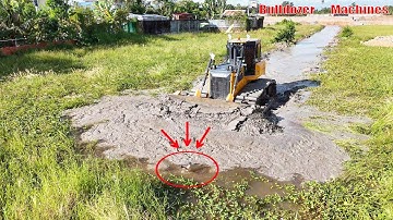Ultimate Technique Task Landfill by Huge Dozer Shantui DH17C3 Release Flood Way & Filling Up Stone