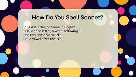 How Do You Spell Sonnet? - Tales And Texts