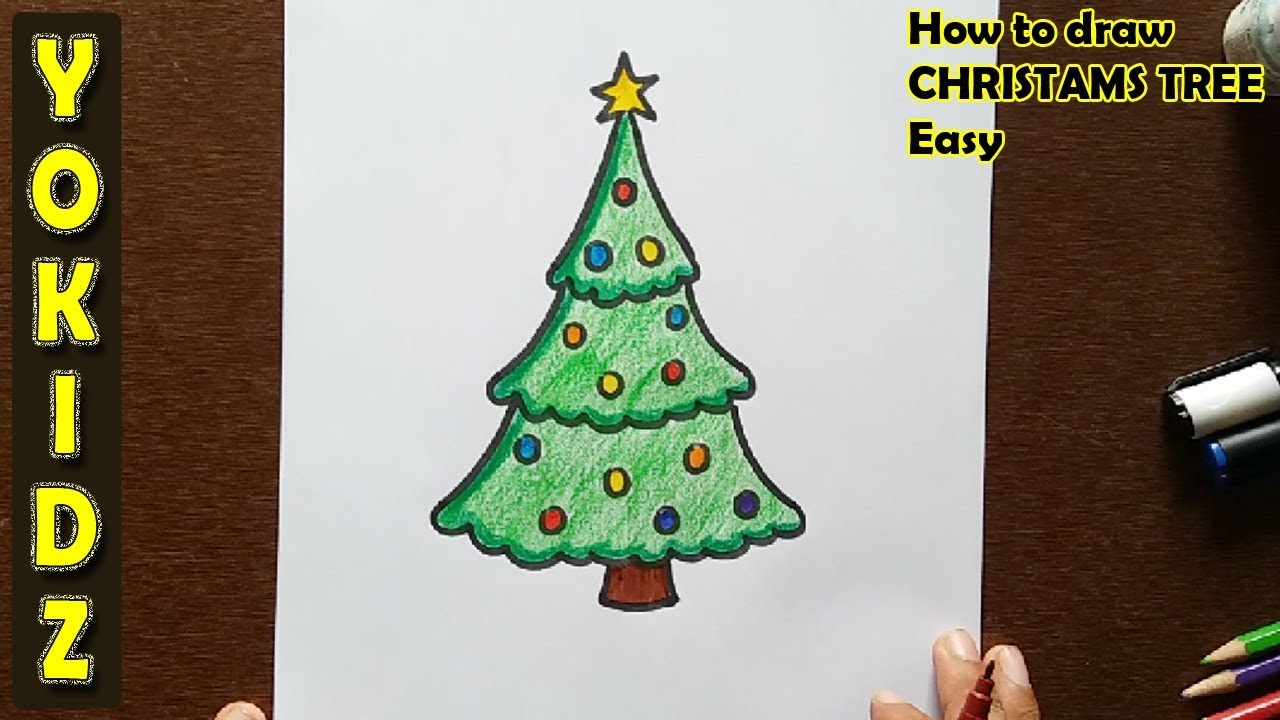 How To Draw A Christmas Tree Easy Youtube