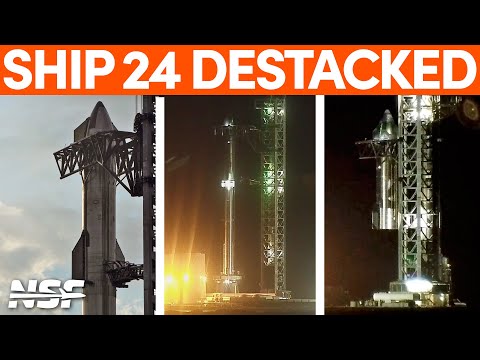 Ship 24 Destacked from Booster 7 for FTS Arming | SpaceX Boca Chica