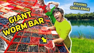 WORLDS LARGEST 1v1v1 Worm Bar BUDGET Fishing CHALLENGE!