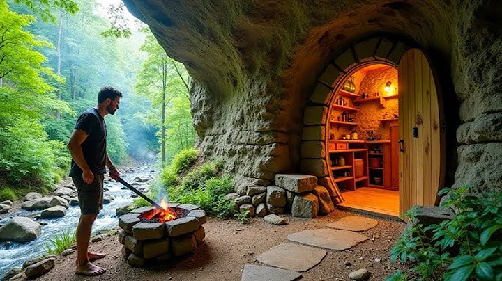I Built a Bushcraft Survival House Under a Giant Rock Cave| Primitive Villa