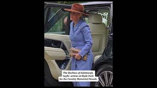 The Duchess of Edinburgh, Sophie arrives at Hyde Park for the Cavalry Memorial Parade.
