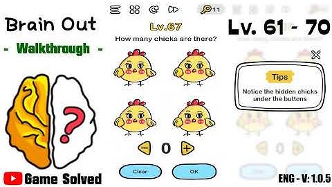 Brain Out - Can you pass it? || Walkthrough level 61-70 [OLD VERSION]