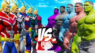 Team All Might Color Vs Team Smart Hulk Color - Epic Superheroes War