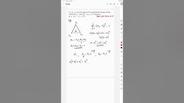 @Dumdar Maths Let z1,z2 and z3 be the vertices of an equilateral triangle with centroid z0 then summ