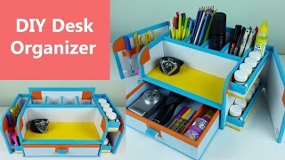 In this video we will see how to make a DIY Desk Organizer at home using Cardboard. It has one big drawer and four section over it 