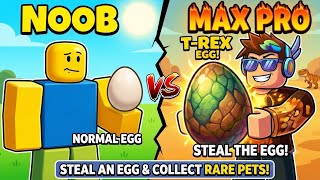 NOOB vs MAX PRO: Stealing The RAREST T-Rex Egg in Roblox! 🔥 #roblox #senpaispider  screenshot 2