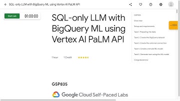 SQL only LLM with BigQuery ML using Vertex AI PaLM API GSP835