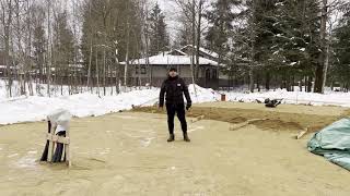 Монтаж фундамента в зимний период времени.