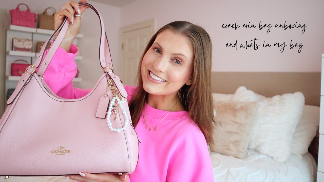 coach erin bag unboxing and what's in my bag | erin nicole