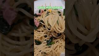 spaghetti with bacon and spinach 😋 #lunchideas #newmenu #food #cooking #dinner