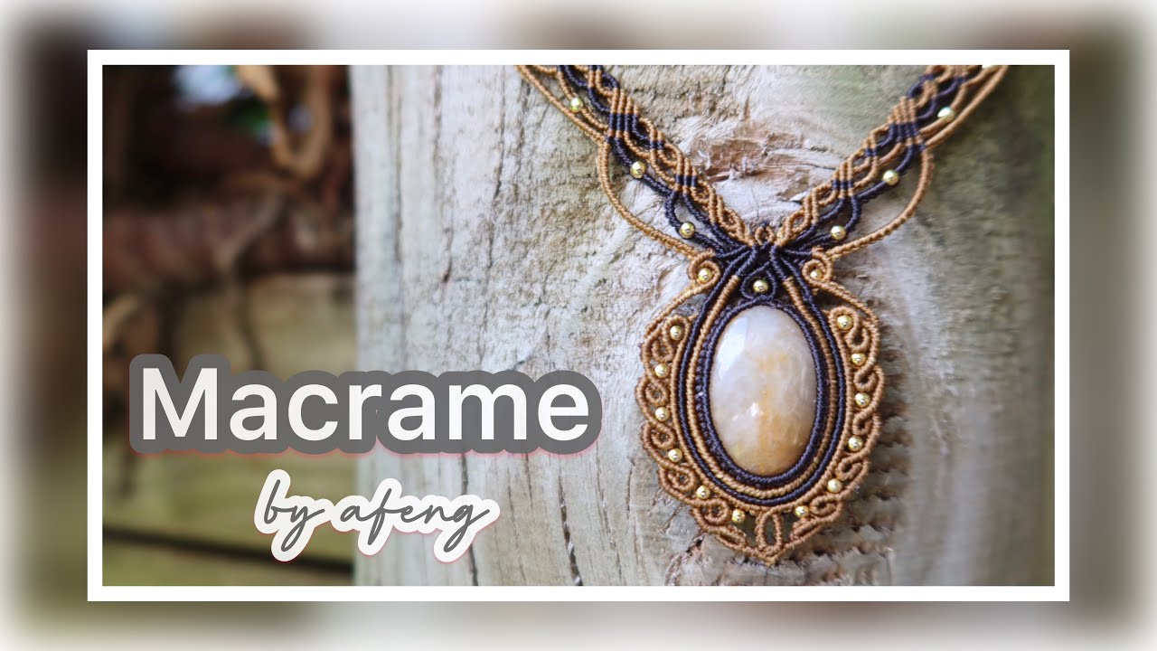 Macrame by Afeng: 2021-19｜Macrame Tutorial｜Macrame Necklace｜Two colour retro style｜编绳｜DIY｜