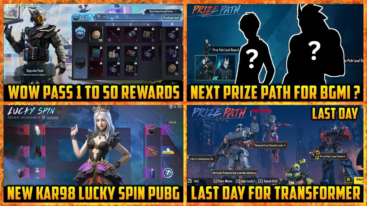 🔴 BGMI New Wow Pass 1 to 50 Level Complete Rewards | Next Prize Path in BGMI | Upcoming Lucky Spin