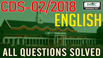 CDS 02/2018 English - Answer Key and Video Solution