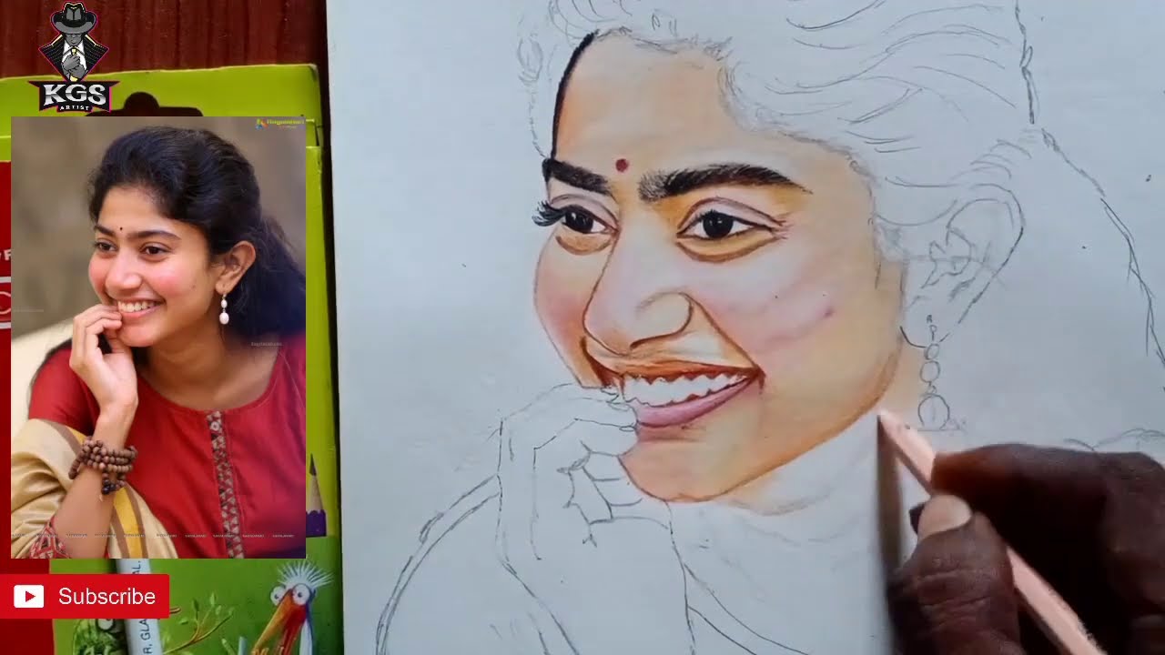 How To Draw Sai Pallavi Colour Pencil Drawing|For Beginners