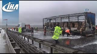 Tem Otoyolunda Tir Yangını