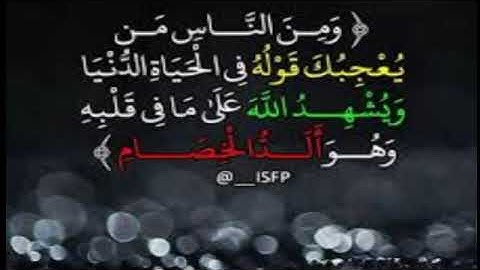 ومن الناس من يعجبك قوله في الحياة الدنيا ويشهد الله على ما في قلبه .. /تلاوة عبد الملك العلي.