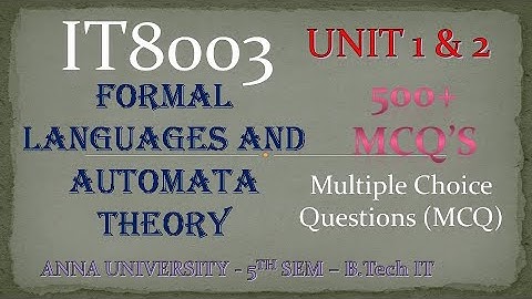 #IT8003 | #MCQs |Formal Languages and Automata Theory | #AnnaUniversity -ELECTIVE- 5th Sem| D.Abisha