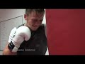 Boxer ALEX &quot;Bad News&quot; HUGHES on punch bag. 2015, Gary Lockett gym Cardiff